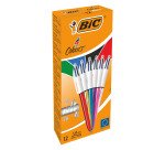 Stylo bille 4 couleurs Bic Shine rétractable pointe 1 mm - écriture moyenne - Boîte de 12 couleurs assorties