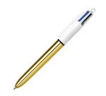 Stylo bille 4 couleurs Bic Shine rétractable pointe 1 mm - écriture moyenne - Boîte de 12 couleurs assorties