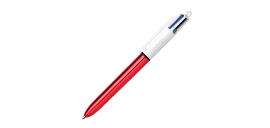Stylo bille 4 couleurs Bic Shine rétractable pointe 1 mm - écriture moyenne