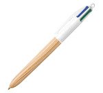 Stylo bille Bic 4 couleurs Wood Style rétractable pointe 1 mm - écriture moyenne