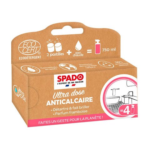 Nettoyant anticalcaire Ultra Dose Spado Framboise  - Recharges pour 4 sprays de 750 ml