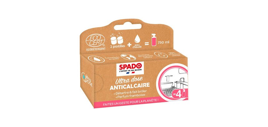 Nettoyant anticalcaire Ultra Dose Spado Framboise  - Recharges pour 4 sprays de 750 ml