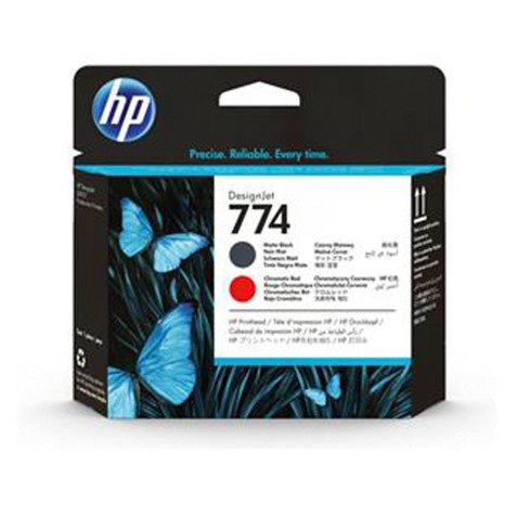 HP 774 cabezal de impresión original negro mate/ rojo cromático ( P2V97A)