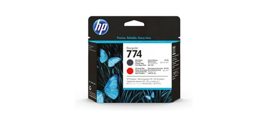 HP 774 cabezal de impresión original negro mate/ rojo cromático ( P2V97A)