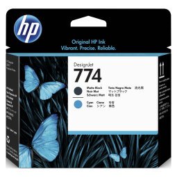 HP 774 cabezal de impresión original negro mate/ cian ( P2W01A)