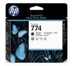 HP 774 cabezal de impresión original negro mate/ cian ( P2W01A)