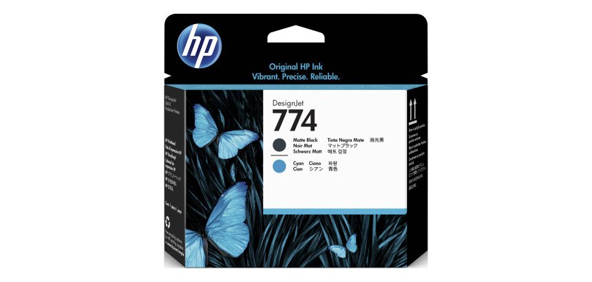 HP 774 cabezal de impresión original negro mate/ cian ( P2W01A)