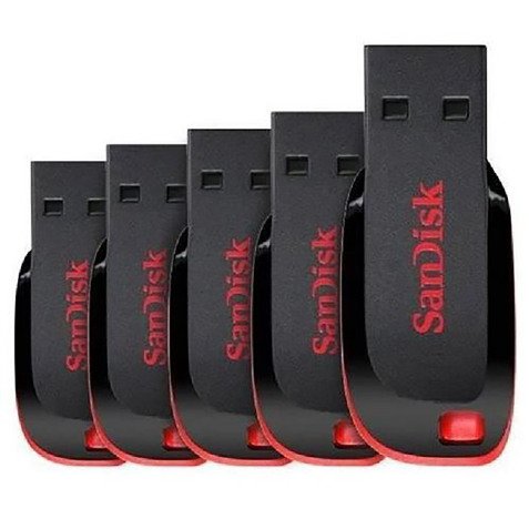 Sandisk pack de 5 clés USB Cruzer Blade 16 Go Usb 2.0 (USB-A) noir/rouge