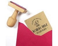 Sello personalizado manual de caucho 70 x 20 mm de madera 3 líneas
