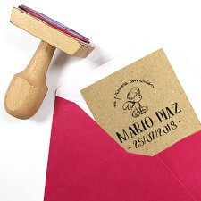 Sello personalizado manual de caucho 70 x 20 mm de madera 3 líneas