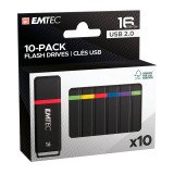 Emtec pack de 10 clés USB K100 16 Go Usb 2.0 (USB-A) couleur assortie