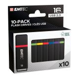 Pack von 10 USB A 2.0 EMTEC K100 Schlüsseln 16 GB