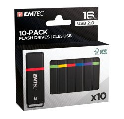 Emtec pack van 10 USB-sleutels K100 16 GB Usb 2.0 (USB-A) in assortiment van kleuren