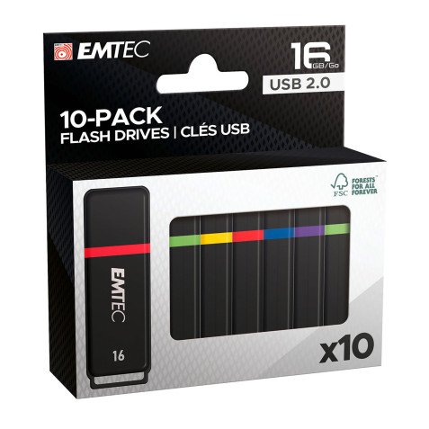 Emtec pack de 10 clés USB K100 16 Go Usb 2.0 (USB-A) couleur assortie