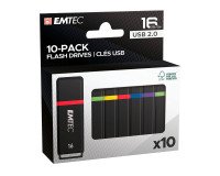 Emtec pack van 10 USB-sleutels K100 16 GB Usb 2.0 (USB-A) in assortiment van kleuren