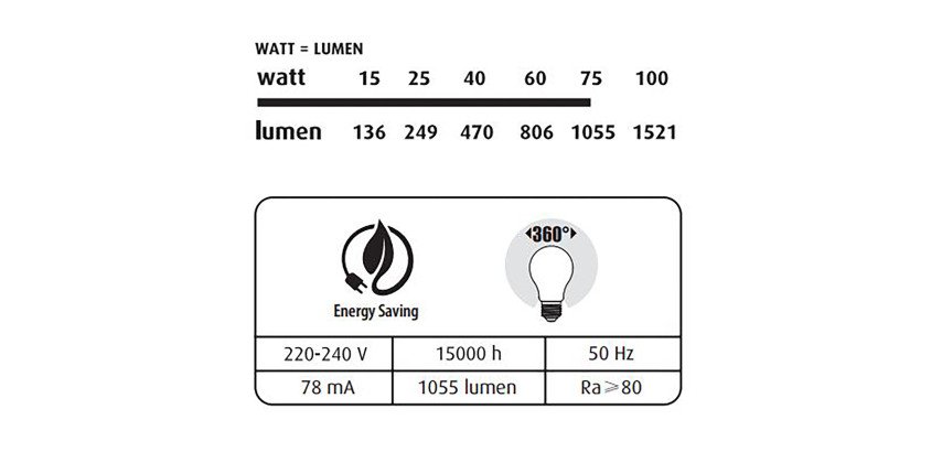 Ledlamp - E27 - 8,5 W - standaard filament