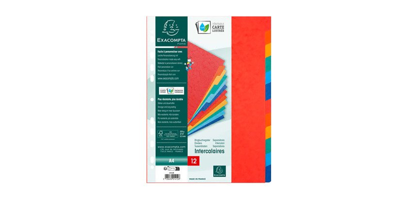 Separadores Exacompta de cartón A4 12 divisiones colores Exacompta
