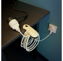 Alargo eléctrico de 3 metros con Pinza de fijación blanco
