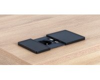 Boîtier noir prise secteur, 2 ports USB ONYX - Ø 80 mm