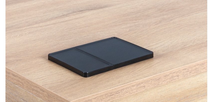 Boîtier noir prise secteur, 2 ports USB ONYX - Ø 80 mm
