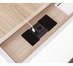 Boîtier noir prise secteur, 1 port USB et 1 port RJ45 E-Motion