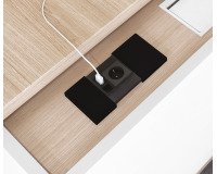 Boîtier noir prise secteur, 1 port USB et 1 port RJ45-Ø 80 mm ONYX