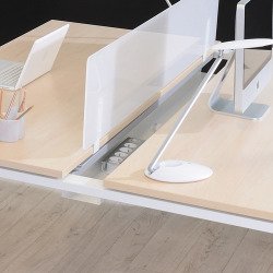 Voile de fond méthacrylate - panneau écran L 50 cm pour bureau Eden L 80 cm blanc opaque