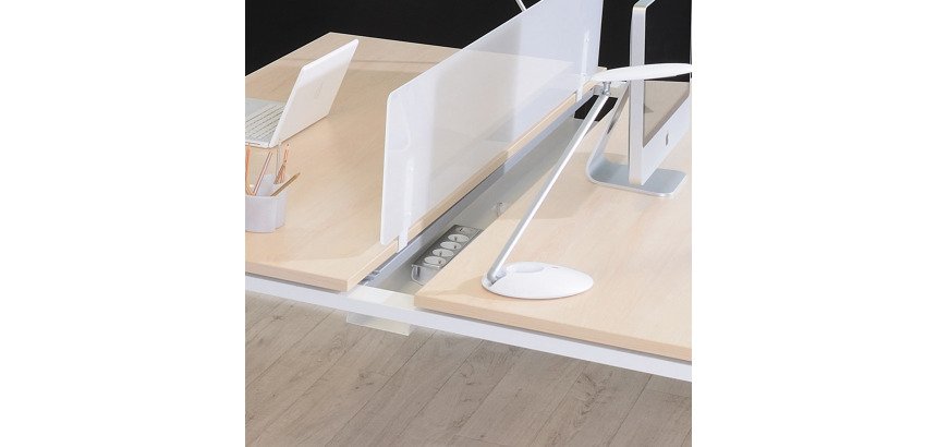 Voile de fond méthacrylate - panneau écran L 110 cm pour bureau Exprim L 140 cm blanc opaque