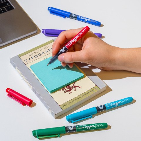 Pack de 16 bolígrafos de fieltro V Sign Pen Pilot + 4 gratis azul