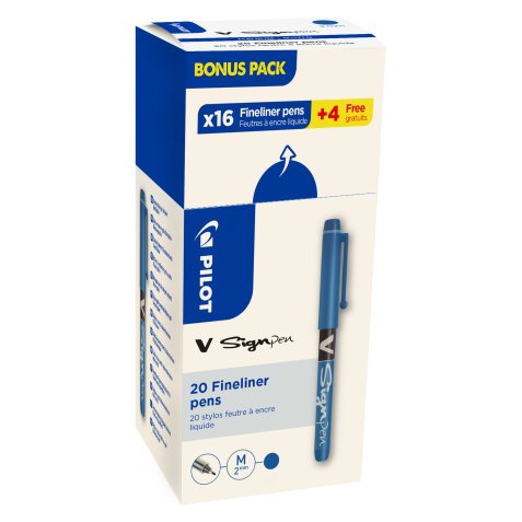 Pack de 16 stylos feutre V Sign Pen Pilot + 4 offerts