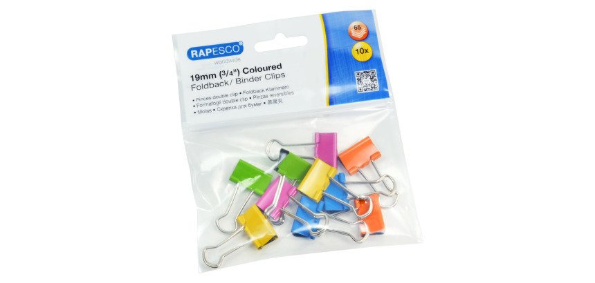 RAPESCO Pinces à Double Clip 19 mm, Couleurs assorties - Lot de 10