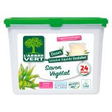 Doses de lessive liquide Ecolabel au savon végétal L'Arbre Vert - Boîte de 24 doses