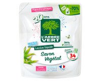 Lessive liquide au savon végétal L'Arbre Vert - 34 lavages - Recharge de 1,53 L