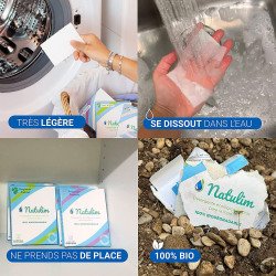 Lessive écologique en feuilles Natulim nature - Boîte de 40 feuilles
