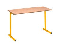 Table scolaire 2 places - L.130 cm plateau hêtre - taille 6 pour CM2 à Lycée - jaune