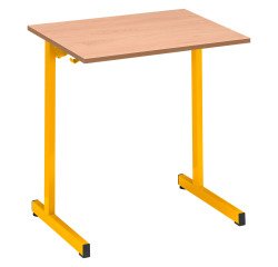 Schoolbank 1 plaats SYLLAB - B70 cm - werkblad beuk - Maat T5 voor 3 en 4de jaar basisschool- GEEL