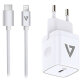 Cargador universal V7 USB-C/Apple Lightning + cable 20W