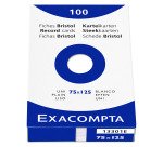 Fiche bristol 75 x 125 mm unie blanche Exacompta - Boîte de 100