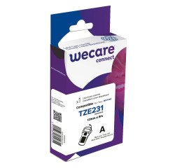Etichette WeCare compatibili con TZE 12mm x 8m Nero su sfondo bianco