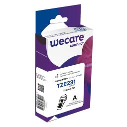 Etichette WeCare compatibili con TZE 12mm x 8m Nero su sfondo bianco