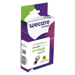 Etichette WeCare compatibili con D1 12mm x 7m Nero su sfondo giallo
