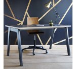 Bureau droit Exprim Carbone chant chêne clair L 140 cm avec goulotte