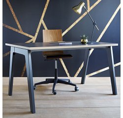Straight desk Eden Arch Carbon oak light L 140 cm with cable management