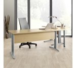 Bureau droit hêtre L 160 cm, piétement L métal - O-line 2