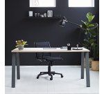 Bureau droit individuel chêne clair 160 x 80 cm, piétement métal - Arch