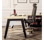 Bureau droit individuel chêne clair 160 x 80 cm, piétement métal Exprim