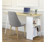 Bureau Designy L 120 x P 60 cm avec étagères intégrées et pieds en bois style scandinave
