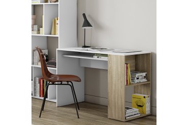 Bureau Yale L 114 x P 50 cm avec étagère chêne