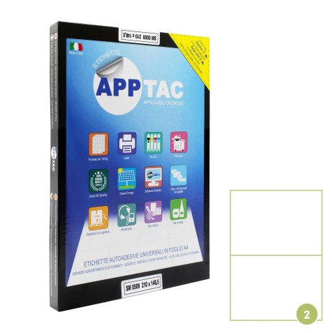Etichette adesive Apptac A4 bianco 210 x 148 mm 100 fogli senza margine