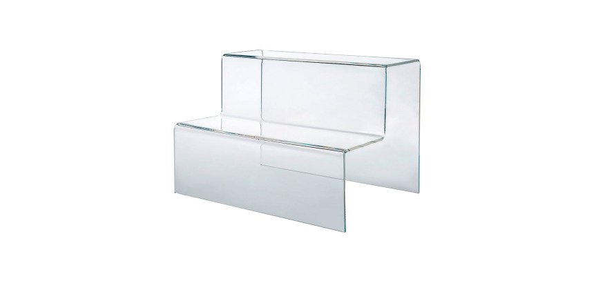 Espositore - Stand - Supporto a gradini a 2 livelli trasparente 300x200x200mm - Espositore a scalini